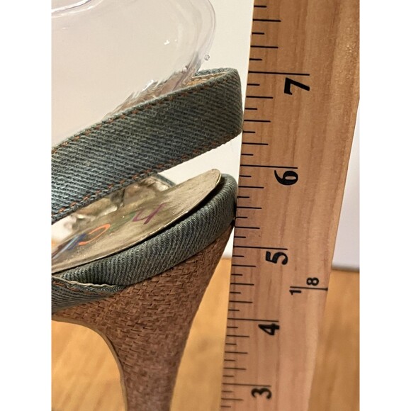 Heckik Shoes Womens Size 8.5 Blue Denim Cross Strap Platform High Heel Sandals - Picture 9 of 10